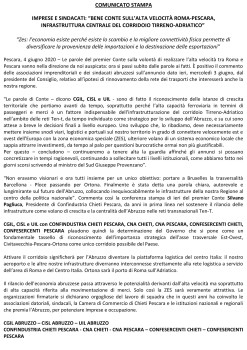 Comunicato stampa imprese e sindacati sull'alta velocità ROMA-PESCARA.